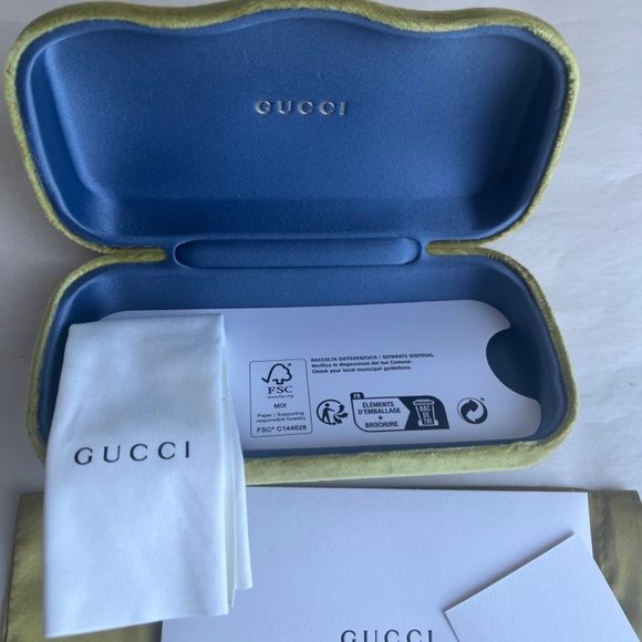 Gucci Sunglasses Eyeglasses Case Green Velvet Clamshell Lime Green Gucci Case - Picture 3 of 6